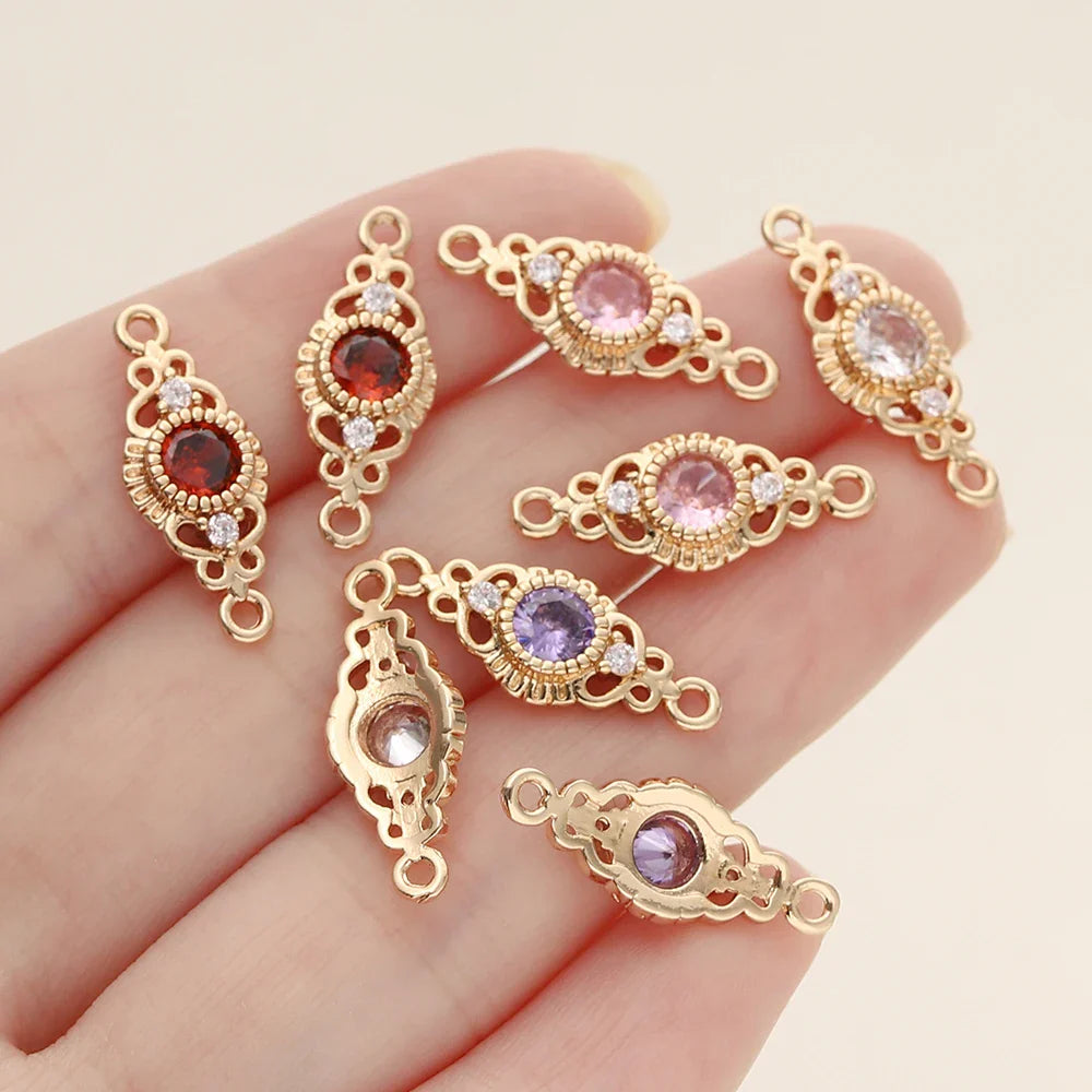 5/10Pcs/Pack 18K Gold Color Plated Metal Brass 2 Holes Oval Connector Pendants for DIY Necklace Jewelry Making Accessories