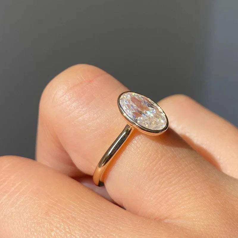 925 Sterling Silver Zircon Fashionable Simple Oval Rings For Women Engagement Wedding Luxury High Quality Jewelry Hot Sales