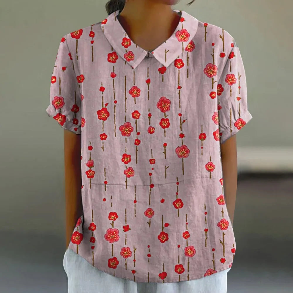 Floral Puff Sleeve Peter Pan Collar Blouse for Women - Image 10
