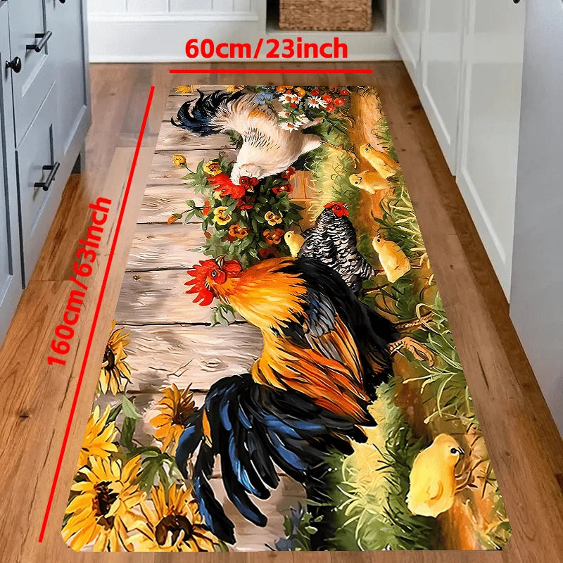 VIKAMA Chicken Kitchen Carpet Soft and Comfortable Laundry Room Floor Mat Entrance Corridor Carpet Home Decoration