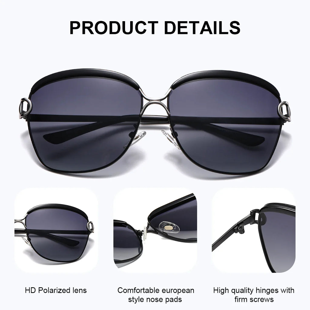 Trendy Square Polarized Women's Sunglasses UV400 Gift Set