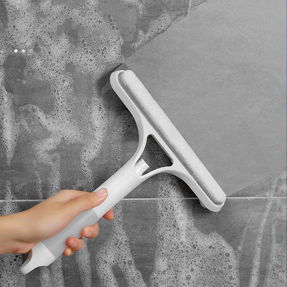 3-in-1 Window Cleaning Squeegee – Glass Mirror Wiper with Spray Bottle & Scrubber
