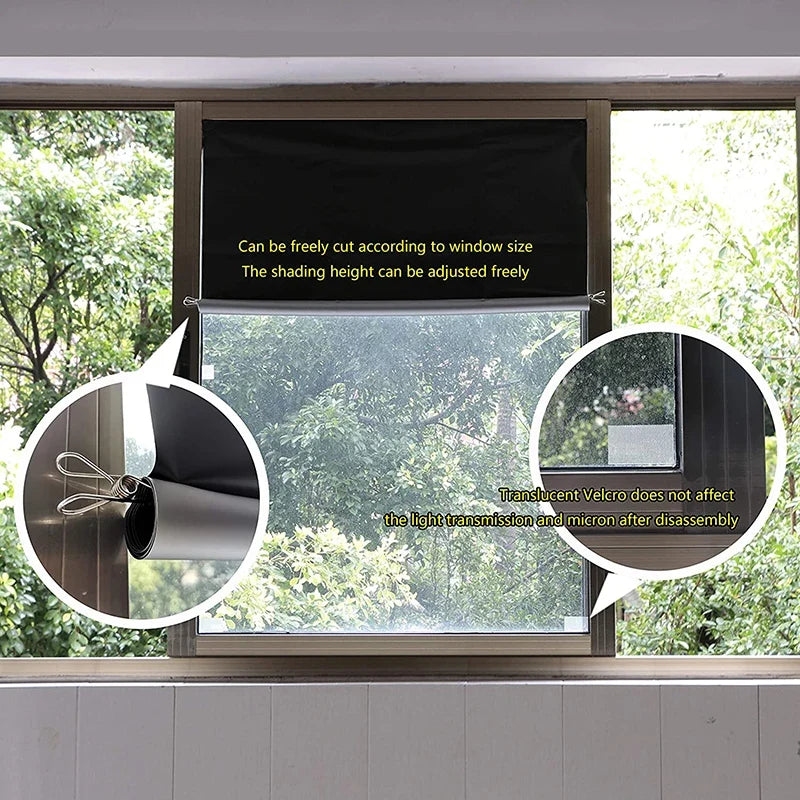 Removable Blackout Window Cloth, 100% Light Blocking Privacy Curtain