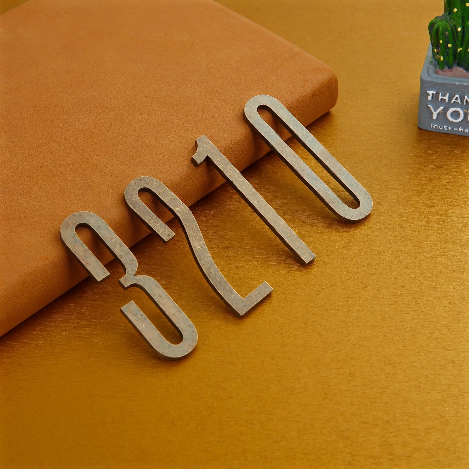 Bronze Door Number with Backing Adhesive 7cm Metal House Number Apartment Door Number for Outdoor Hotel Home Mailbox Label