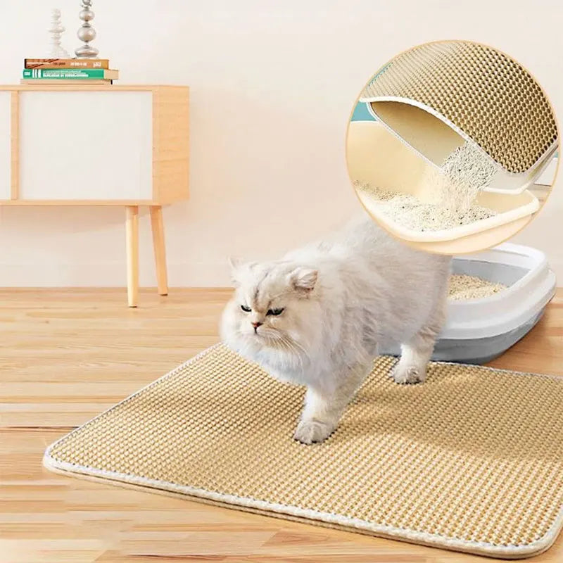 Cat Litter Mat – Double Layer Waterproof Trapping Mat, Non-Slip, Easy to Clean