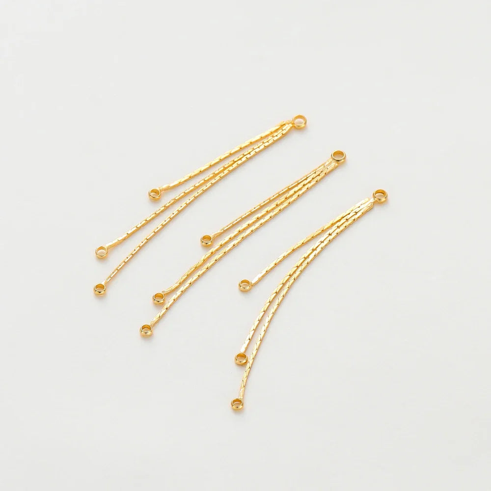4Pcs/Lot 58mm 14K/18K Gold Color Plated Brass Chain Tassel Charms for DIY Earrings Jewerly Making Findings Accessories