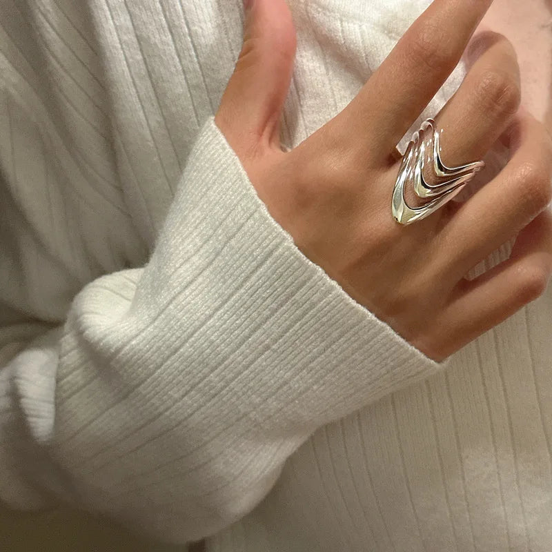 925 Sterling Silver Three Layers Dresses Simple Rings For Women Couple Luxury Quality Jewelry Beautiful Accessories Money 925