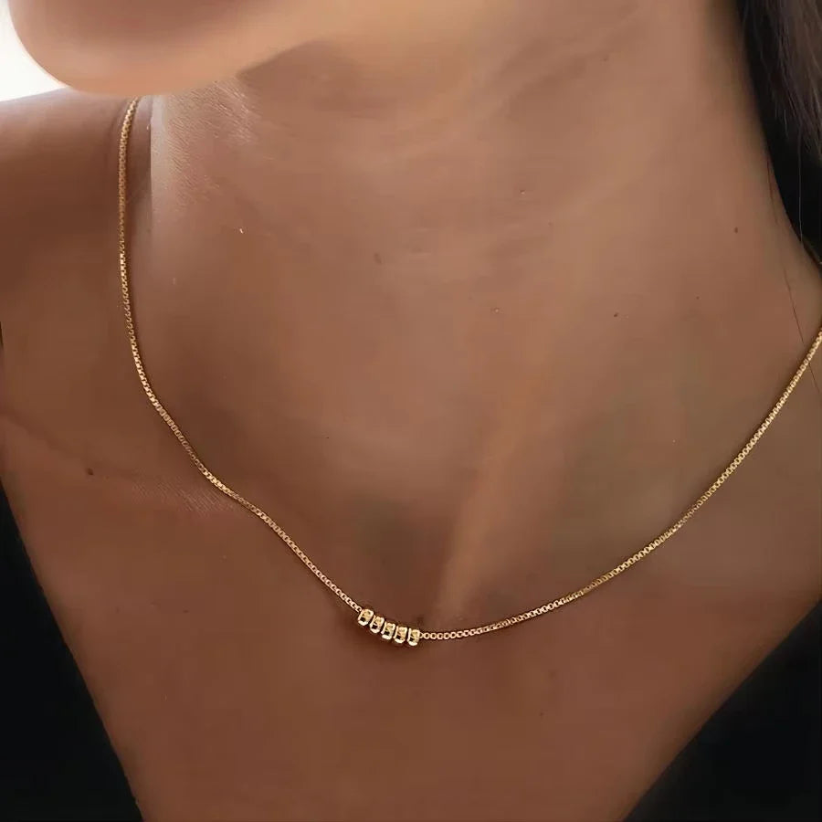 Minimalist Gold Color Stainless Steel Necklace for Women Classic Thin Chains Metal Beads Neck Jewelry