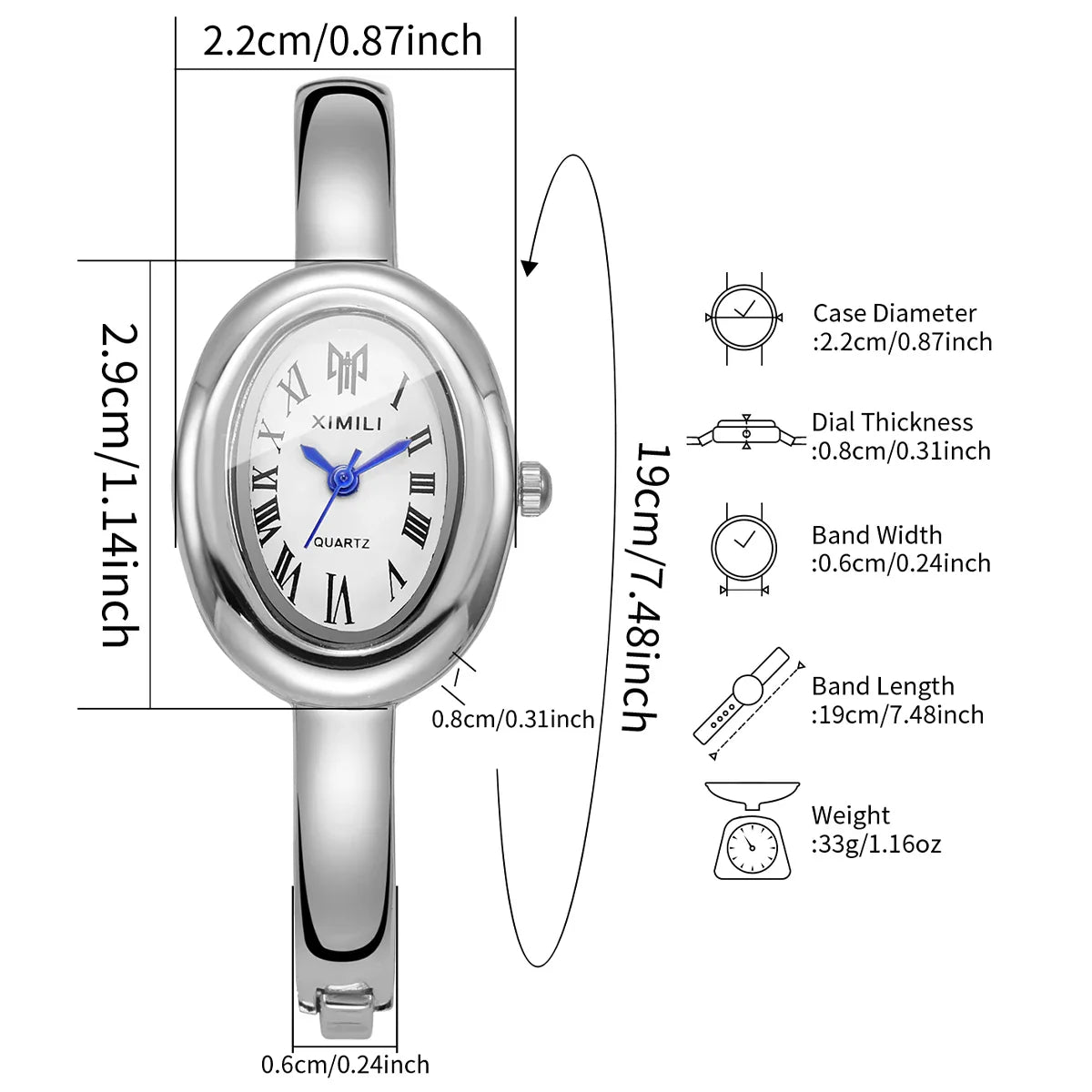 Elegant Oval Dial Women Watches Fashion Bracelet Strap Ladies Quartz Wristwatch Reloj Mujer Girls Clock Gift