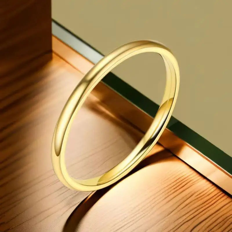 Stainless Steel Rings Gold Color/Silver ColorAnti-allergy Smooth Simple Wedding Couples Rings Bijouterie