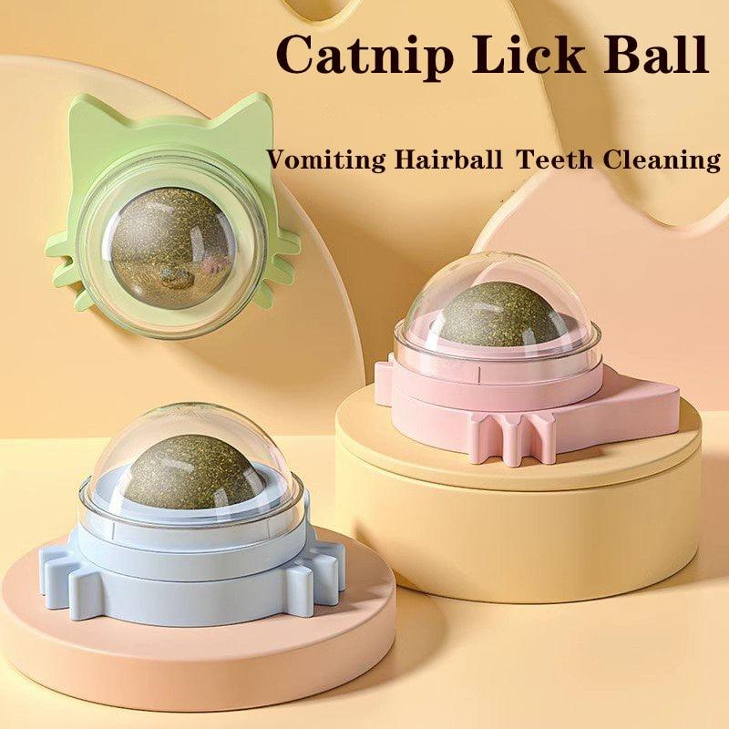Self-Rotating Cat Wall Toy with Catnip Ball and LED Light