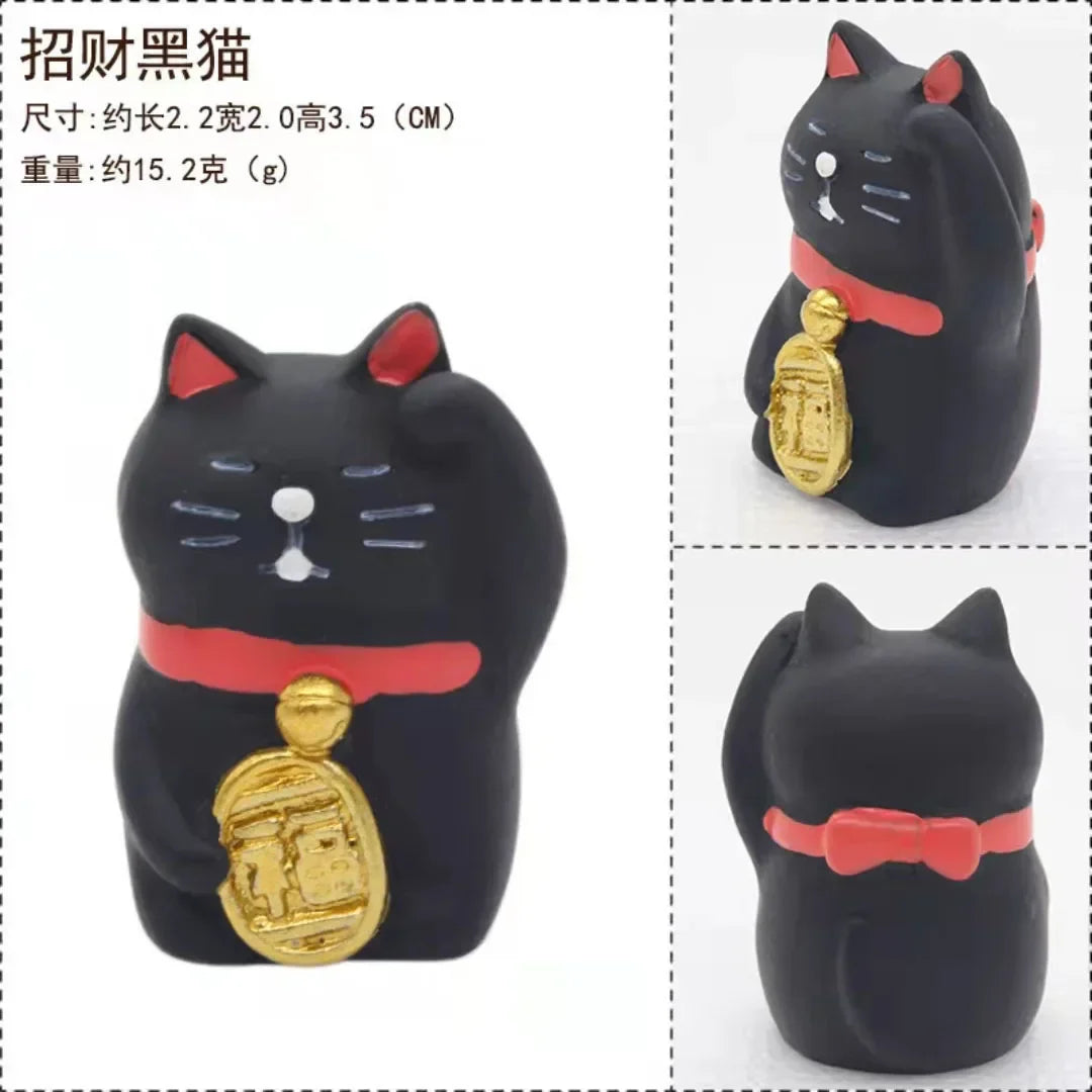 Japanese Style ZAKKA Cat Crafts Small Ornaments for Chinese New Year Snake Year Trend Bonsai Food and Decorative Resin Figurines