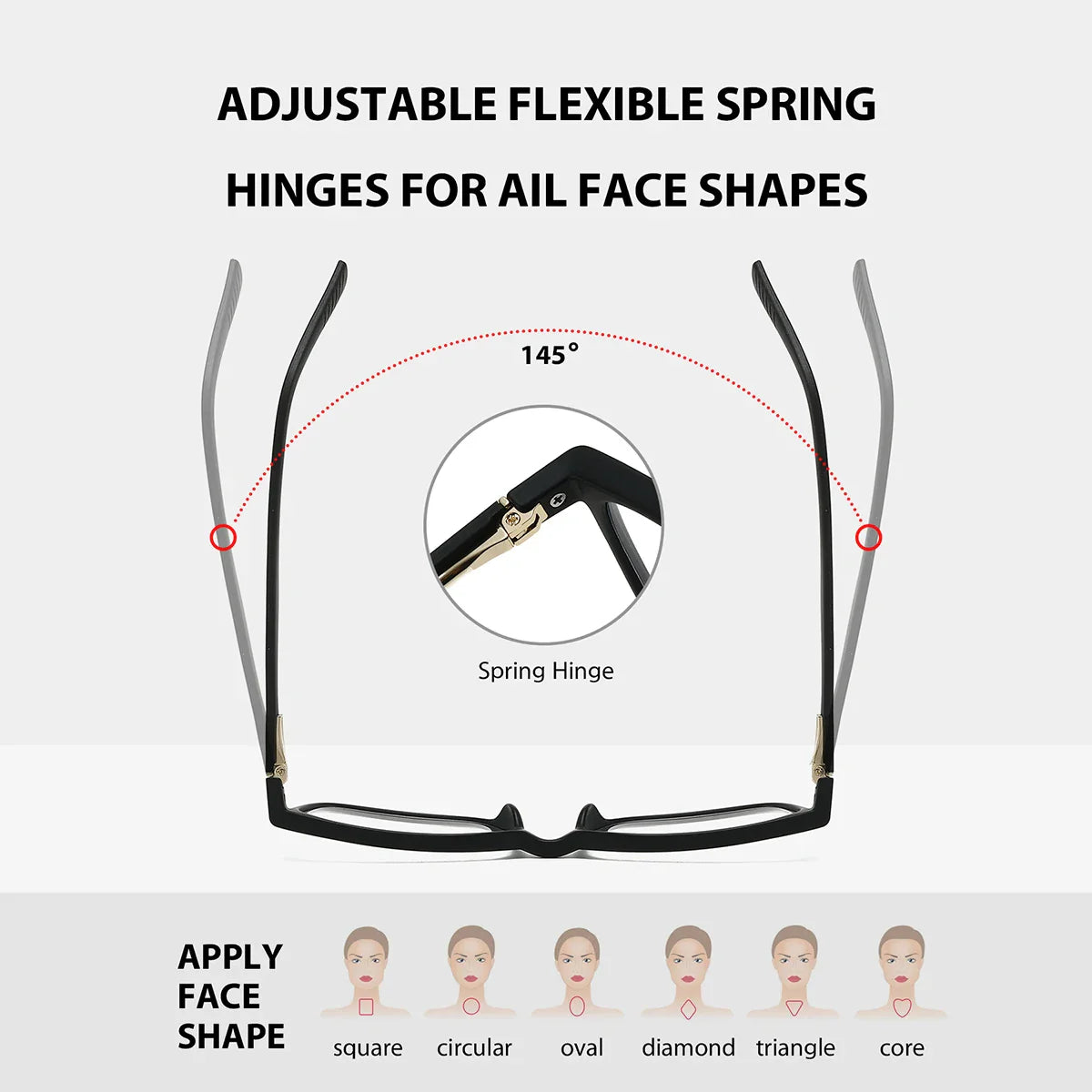 Square Anti-Fatigue Reading Glasses Lightweight PC Frame