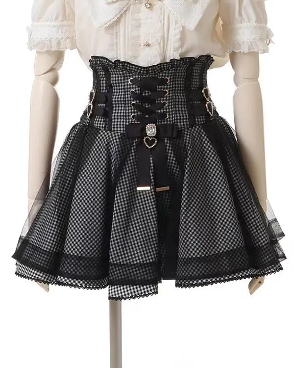 High Waist Sweet Lace Gothic Skirt
