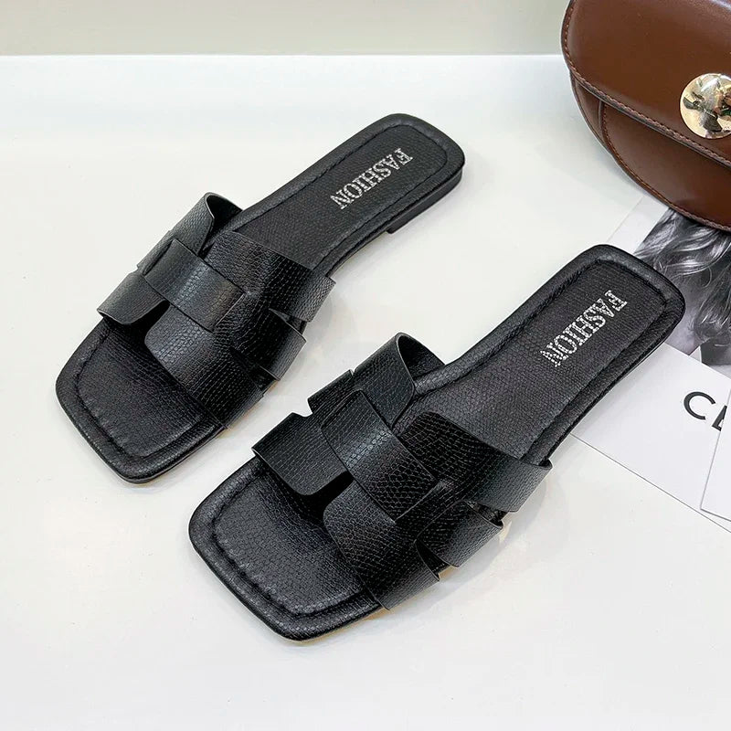 Women Flat Summer Sandals Open Back Casual Slip On Slides - Image 12