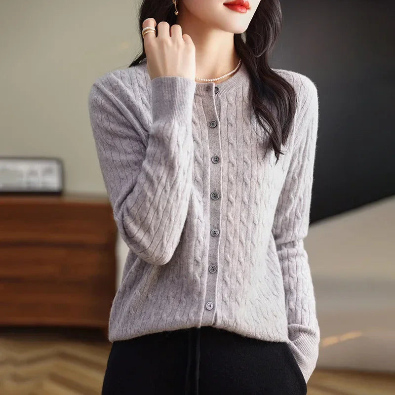 Women's Cable Knit Button Down Cardigan Sweater - Image 19