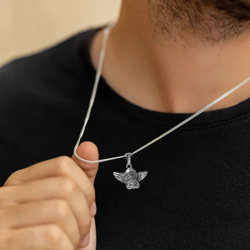 Stainless Steel Angel Pendant Premium Quality Tarnish Free Fashionable Necklace Charm For Women Men