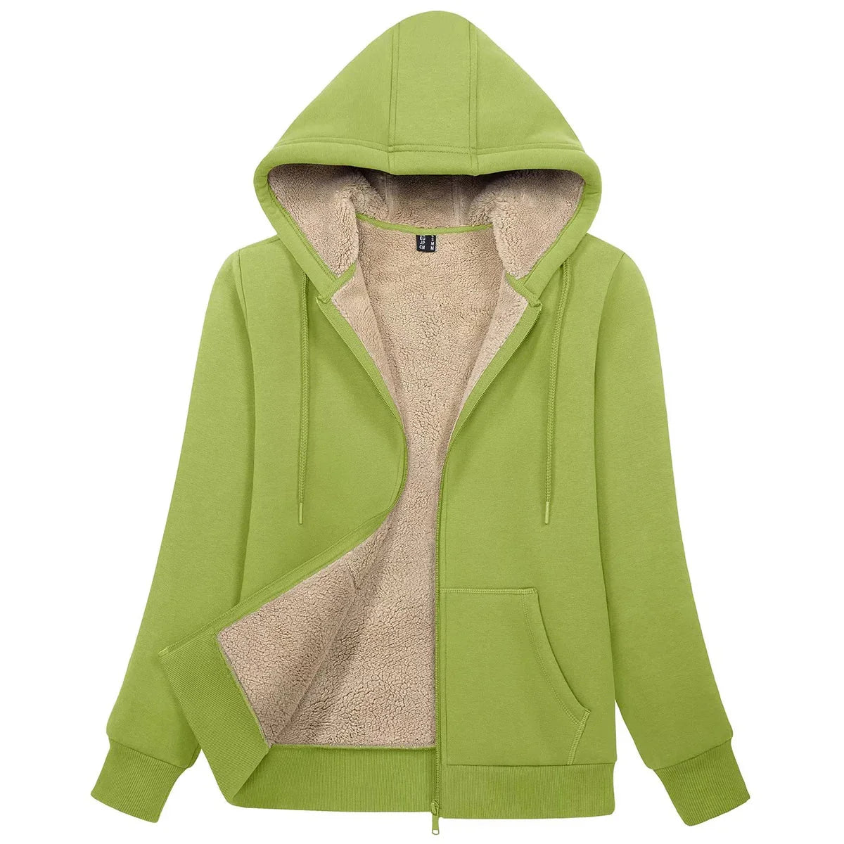 Women's Blue Sherpa-Lined Fleece Zip-Up Hoodie Jacket - Image 7