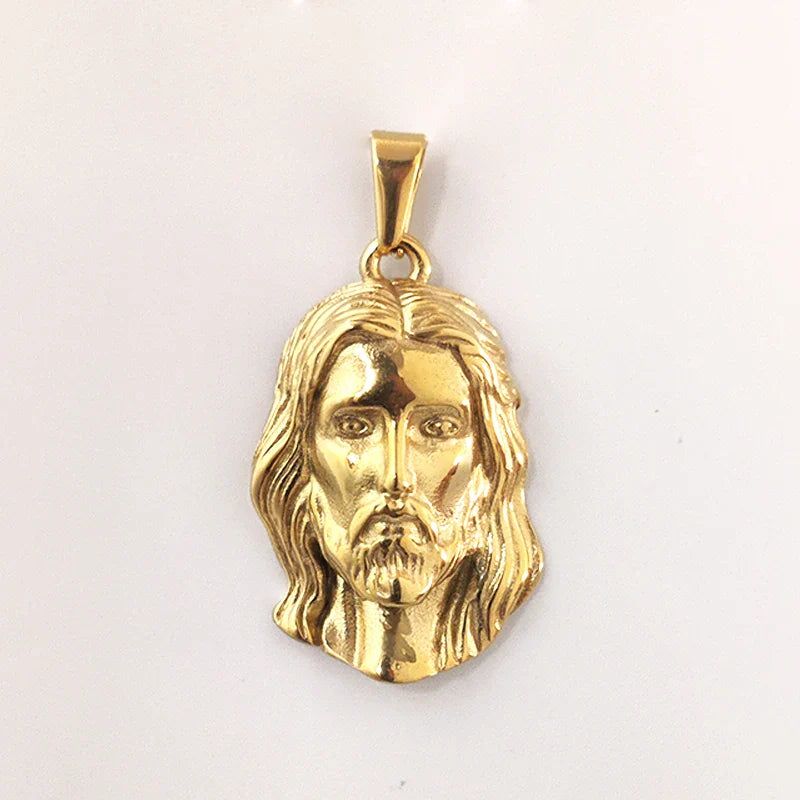 Hot Style Hip Hop 18K Gold Plated Stainless Steel Jesus Pendant for Women Men, Perfect for Daily Outfits & Concert Styles