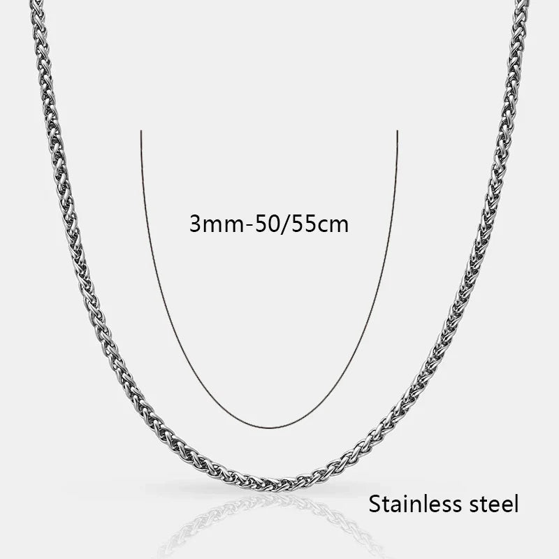 Hot Selling Hypoallergenic Stainless Steel Wheat Chain Men Chain Necklace Design with 18k Gold Plated