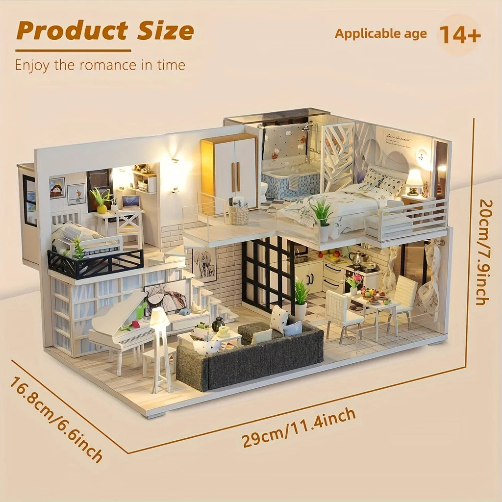DIY Miniature Wooden Dollhouse Kit 3D Assembly Model Home Decor - Image 4