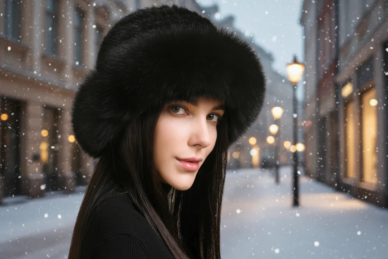 Women’s Luxury Faux Fur Knit Beanie Soft Winter Hat
