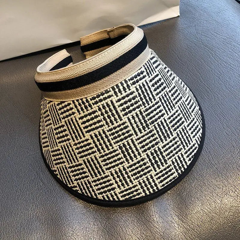Woven Straw Sun Visor Hat Stylish Beach Accessory for Summer - Image 5