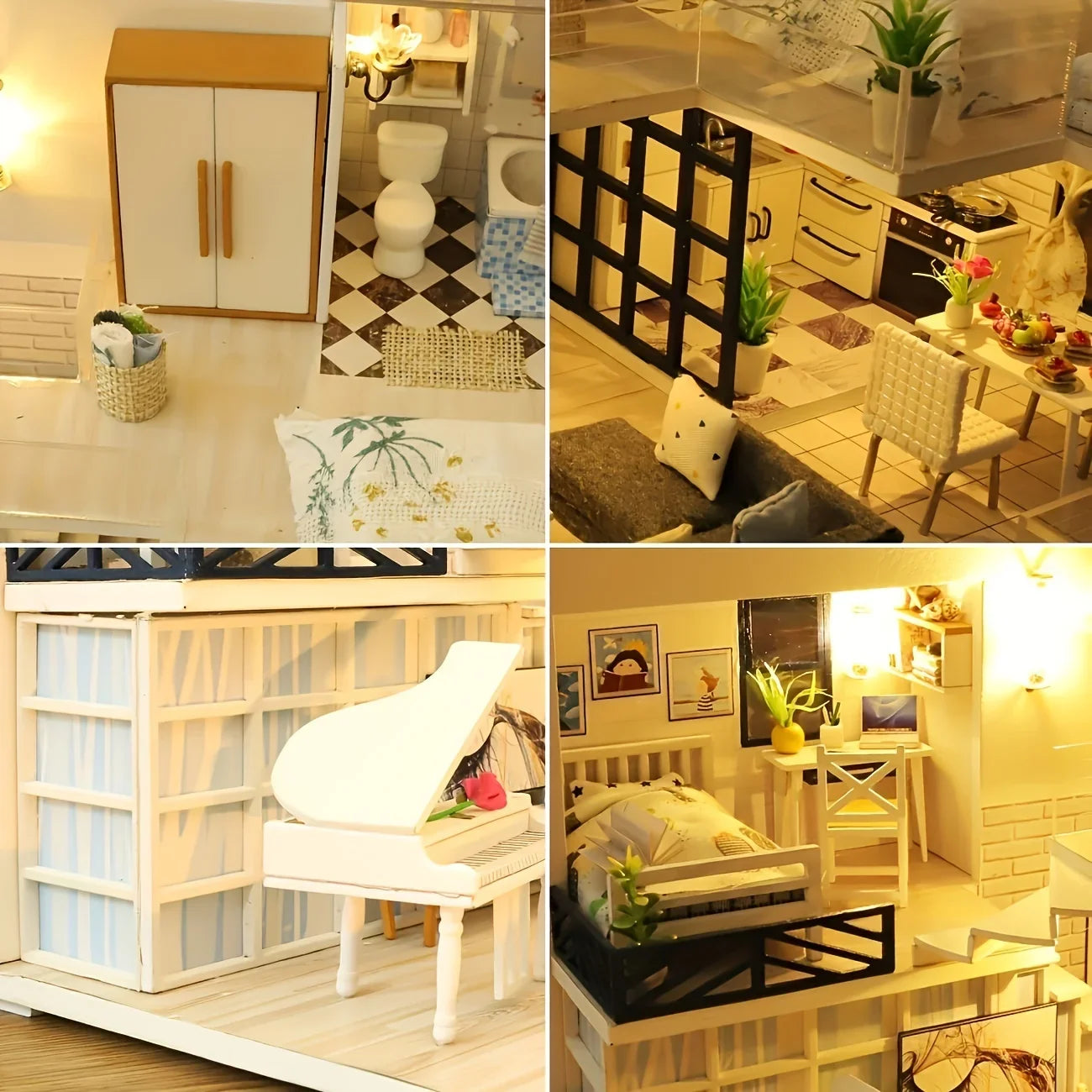 DIY Miniature Wooden Dollhouse Kit 3D Assembly Model Home Decor - Image 5