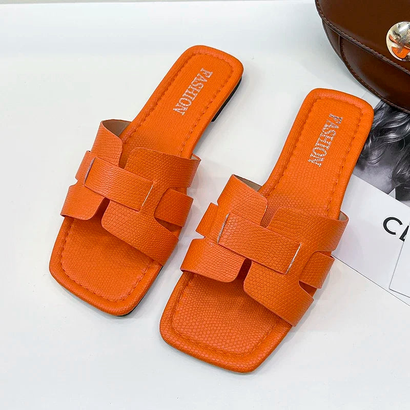 Women Flat Summer Sandals Open Back Casual Slip On Slides - Image 7