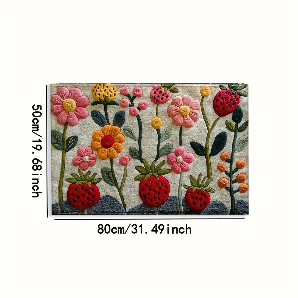 VIKAMA2D Garden Flower Doormat Rug For Bedroom Living Room Carpet Fireplace Floor Mat Kitchen Rug Non-slip Bathroom Mat Home Dec