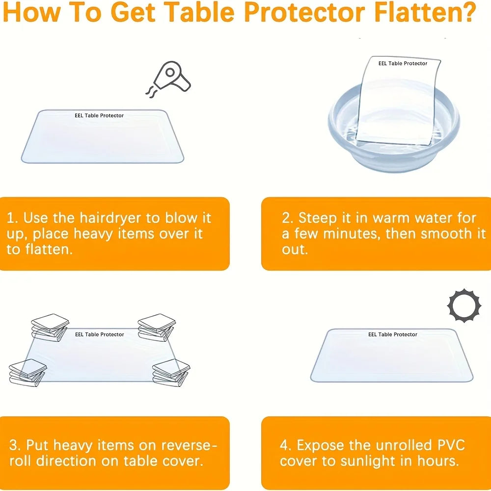 High-end Transparent PVC Tablecloth, Rectangular, for Office & Dining Tables, All Seasons, Machine Washable, 24x48 Inches