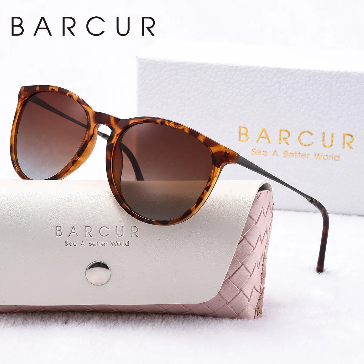 Leopard Print Cat Eye Sunglasses Polarized UV400 Gradient Lenses