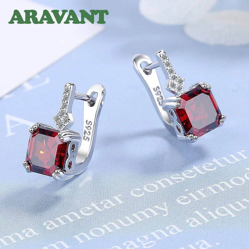 Aravant 925 Sterling Silver Square Zircon Drop Earrings For Women Fashion Jewelry
