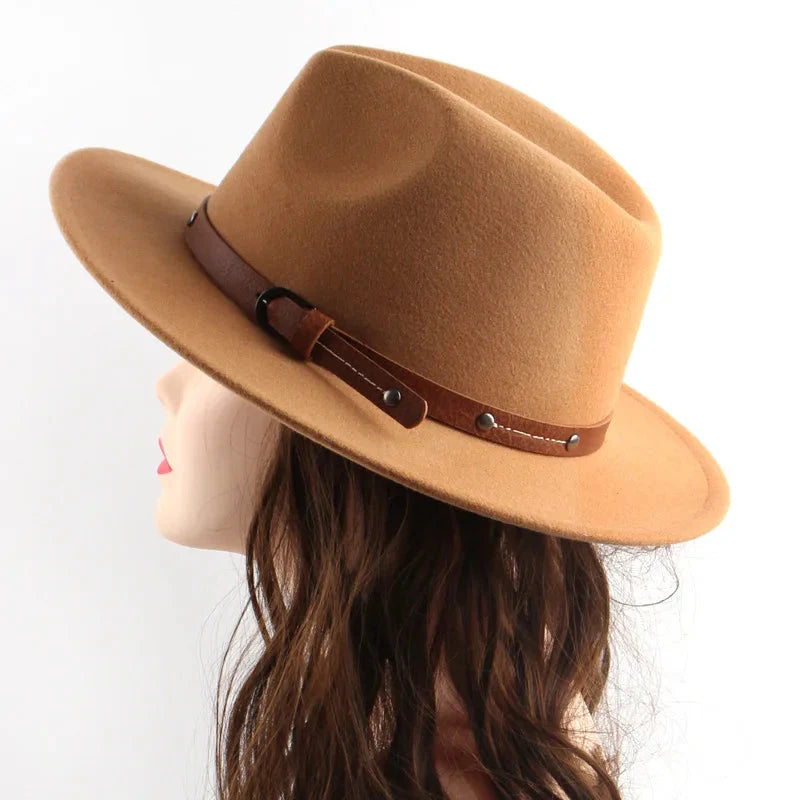 Unisex Wool Fedora – Flat-Brim Felt Hat for Fall & Winter