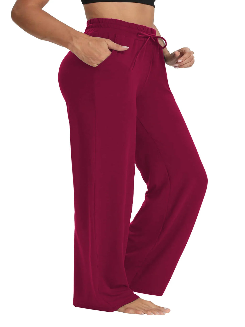 Wide Leg Lounge Trousers with Drawstring Waist and Pockets - Image 13