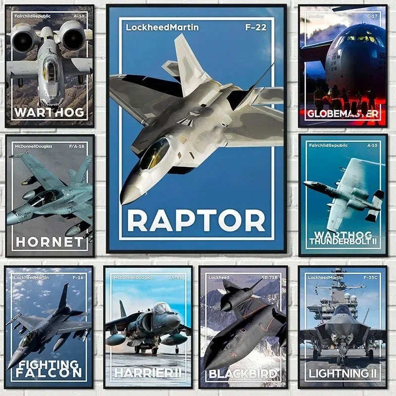 Classic Wall Art World Aircraft F16 Blackbird Fighter Jet HD Canvas Printed Poster Home Living Room Bedroom Decorative Pictures
