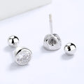 925 sterling silver zircon round bead threaded stud earrings, women's screw twist-off stud earrings, simple and fashion