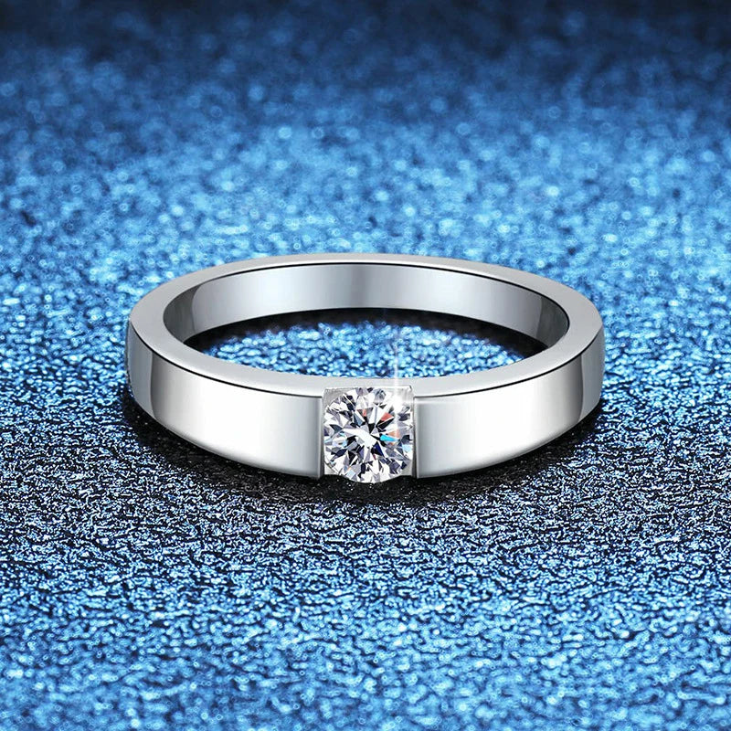 NeeTim 4mm D Color Moissanite Ring for Couple Women Men 925 Sterling Silver Lab Diamond Engagement Wedding Rings Jewelry Bands