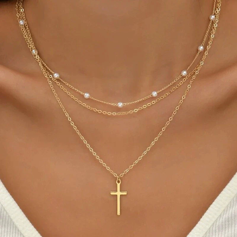 Fashion Layered Metal Bar Pendant Necklace for Women Daily Wear Gold Color Reactangle Clavicle Chain Collarbone Necklace Jewelry