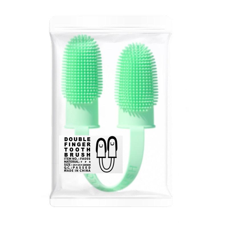 Dual Finger Pet Toothbrush for Dogs & Cats - Pastel Silicone Tool