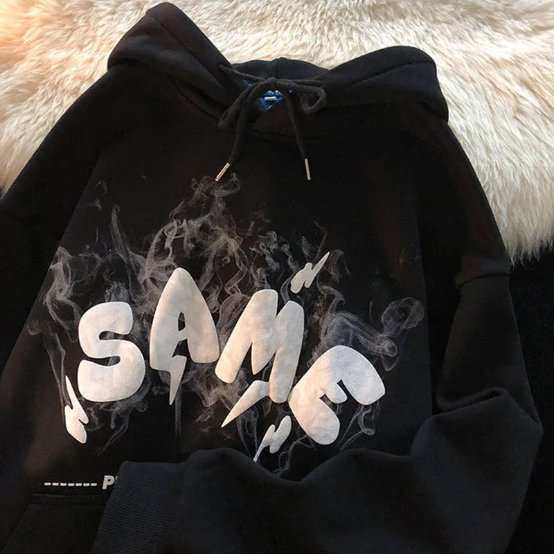 Women's Vintage Gothic Letter Print Oversized Hoodie