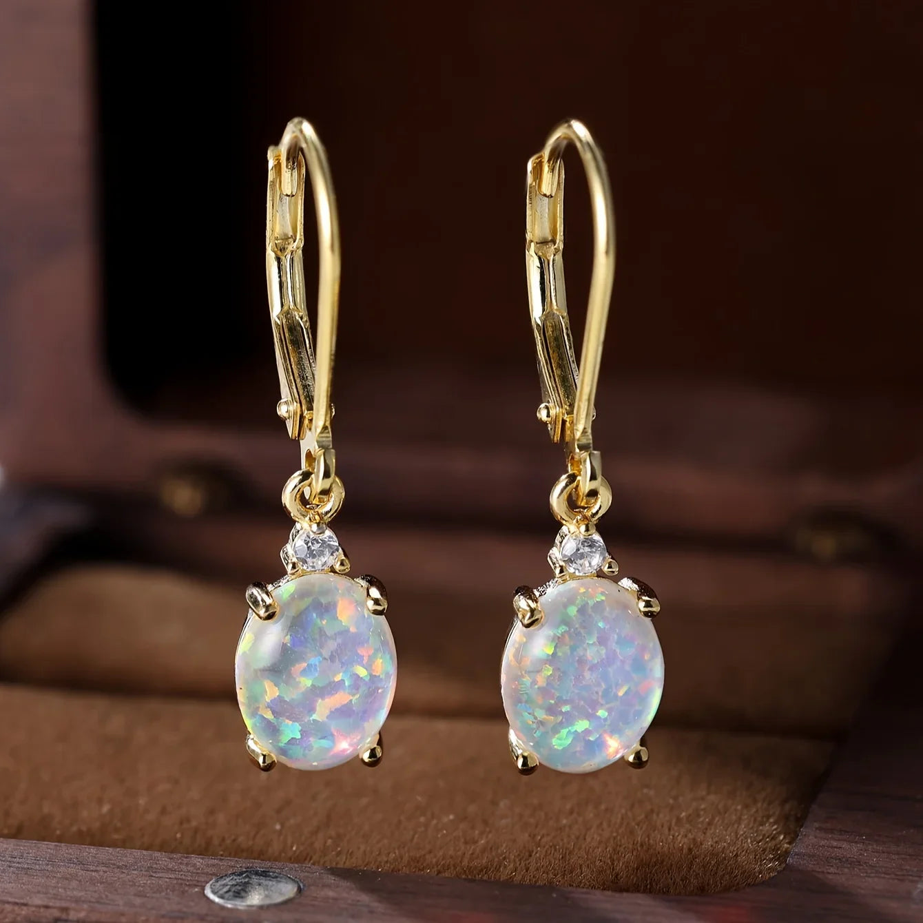 S925 Silver round Crystal Pearl Mother-of-Pearl Earrings with Green Flame Crystal Plated Iridium Golden Women's Design
