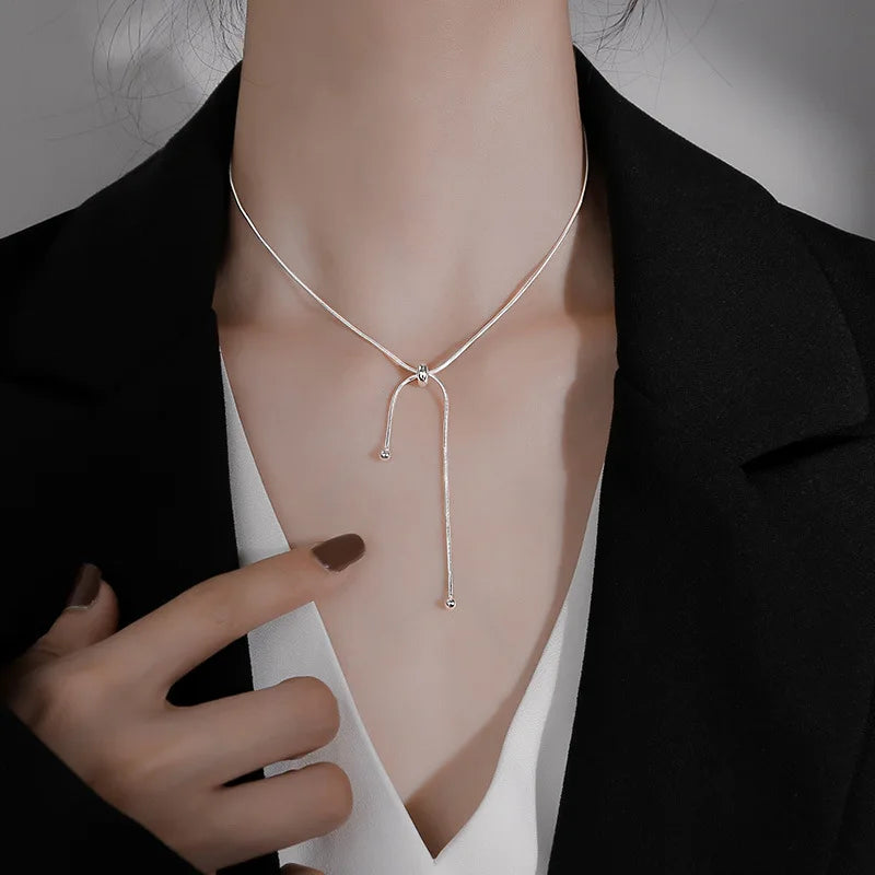 925 Sterling Silver Neck Snake Chain Necklaces Women Luxury Jewelry Exquisite Elegant Aesthetic Charms Accessories Argent 925