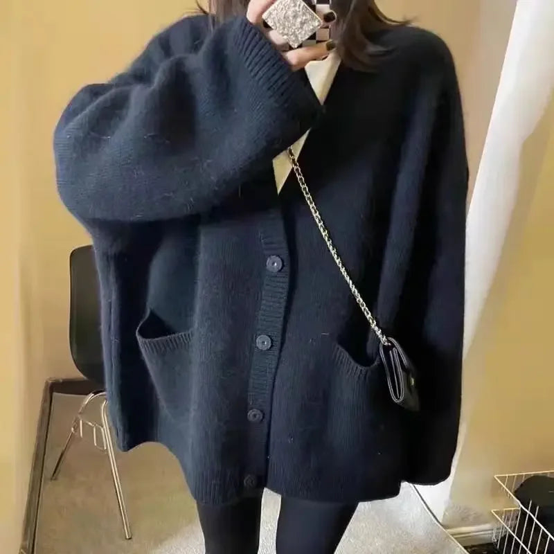 Vintage knit Solid Color Cardigan Sweater Jacket