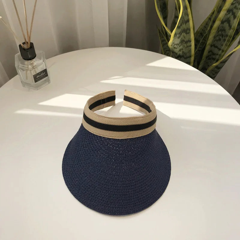 Women Straw Visor Hat Adjustable Sun Protection Beach Accessory - Image 7