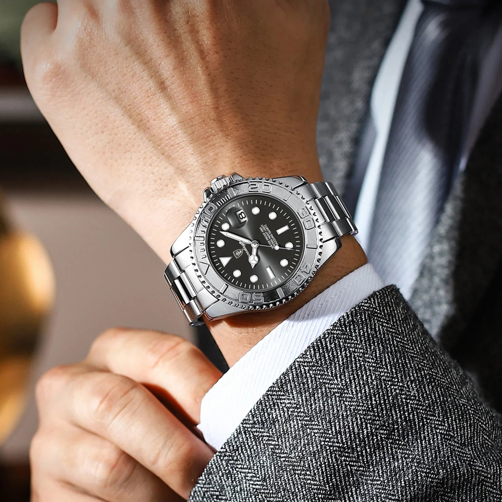 POEDAGAR Top Luxury Man Watch Waterproof Luminous Date Men Watch Stainless Steel Male Clock Sports Fashion Men's Quartz Watches