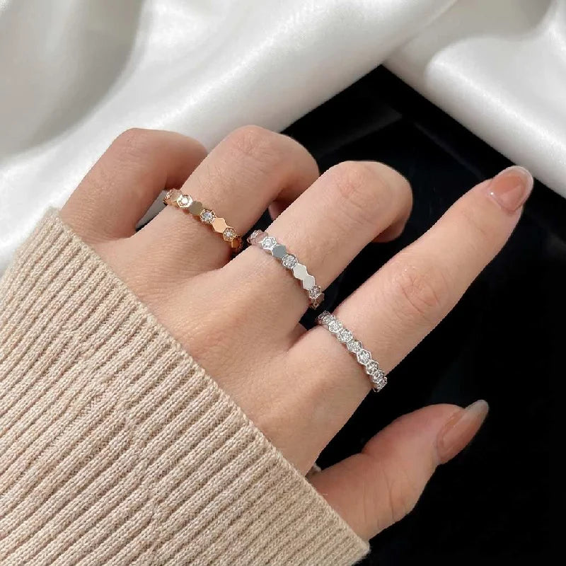 925 Sterling Silver Vintage Geometric Shape Zircon Rings For Women Gift Match Daily Party High Quality Fine Jewelry Accessories