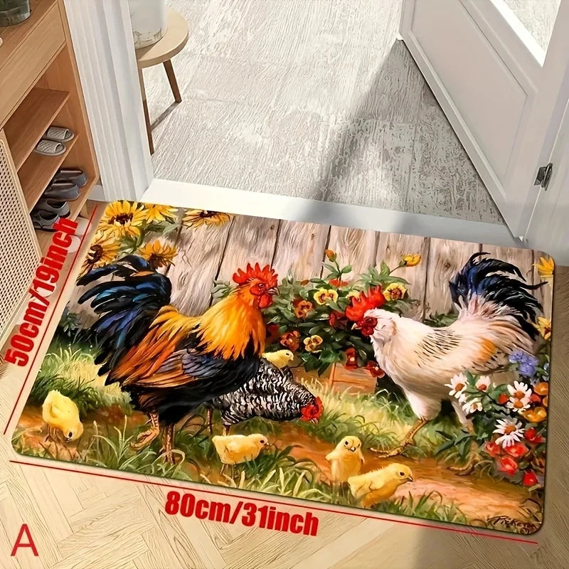 VIKAMA Chicken Kitchen Carpet Soft and Comfortable Laundry Room Floor Mat Entrance Corridor Carpet Home Decoration