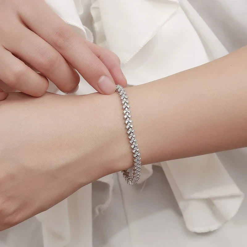 NeeTim Moissanite Tennis Bracelet 925 Sterling Silver Lab Diamond Bracelets with White Gold Plated  Fine Jewelry For Women