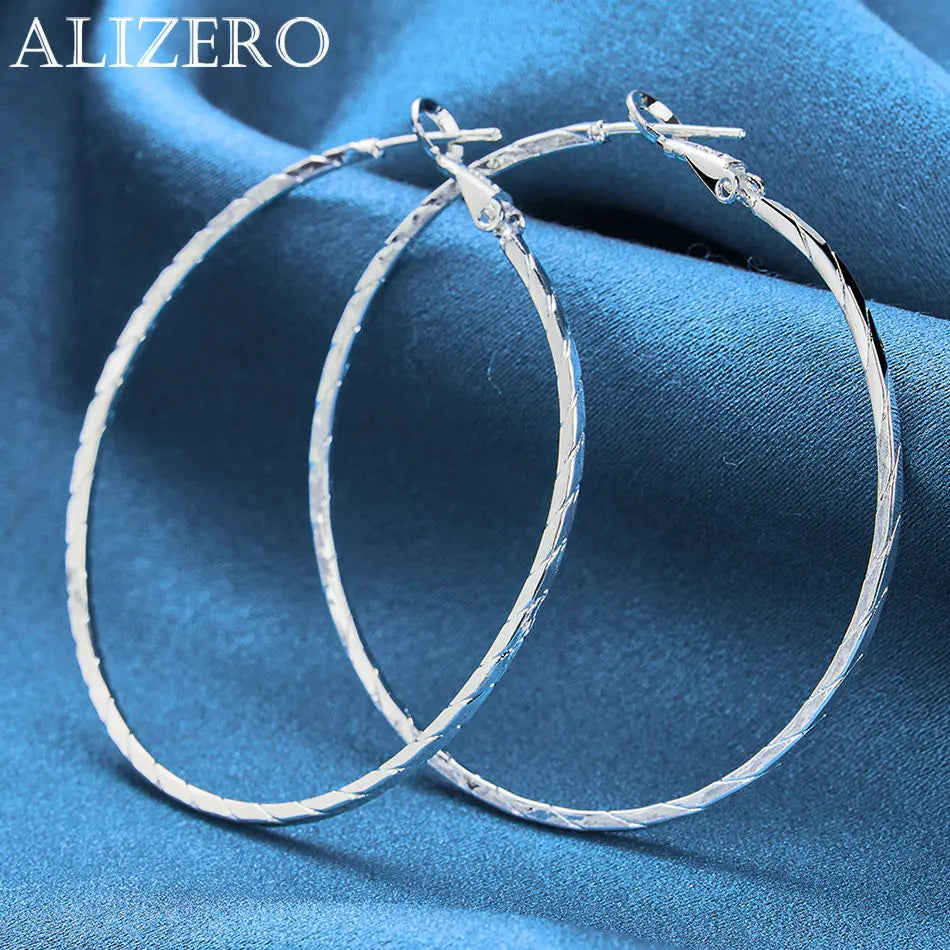 ALIZERO 925 Sterling Silver Earrings Simple Round Circle Hoop Earrings For Woman Fashion Wedding Engagement Charm Jewelry Gifts